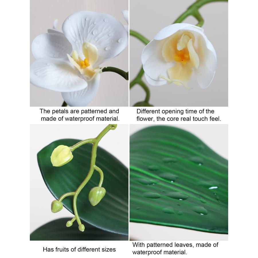 【並行輸入品】Forlaoers ホワイトオーキッド 造花 セラミック花瓶 胡蝶蘭 フェイク植物 ホーム リビングルーム 装飾 バスルーム装飾_8