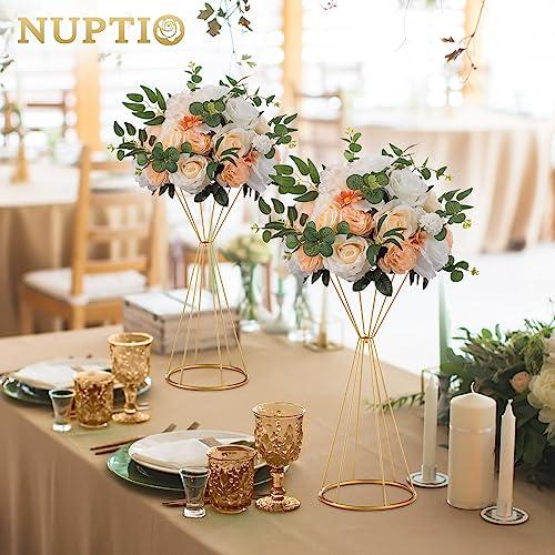 【並行輸入品】NUPTIO フラワーボール アレンジメント ブーケ 直径13.8インチ シャンパン&ホワイト フェイクフラワー ローズボール_7