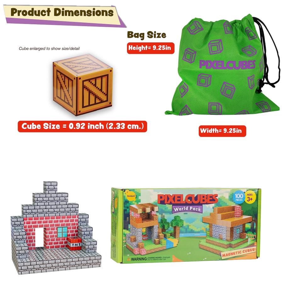 【並行輸入品】BrainSpark 100PCS Magnetic Pixel Cubes World Pack Edition Magnetの画像