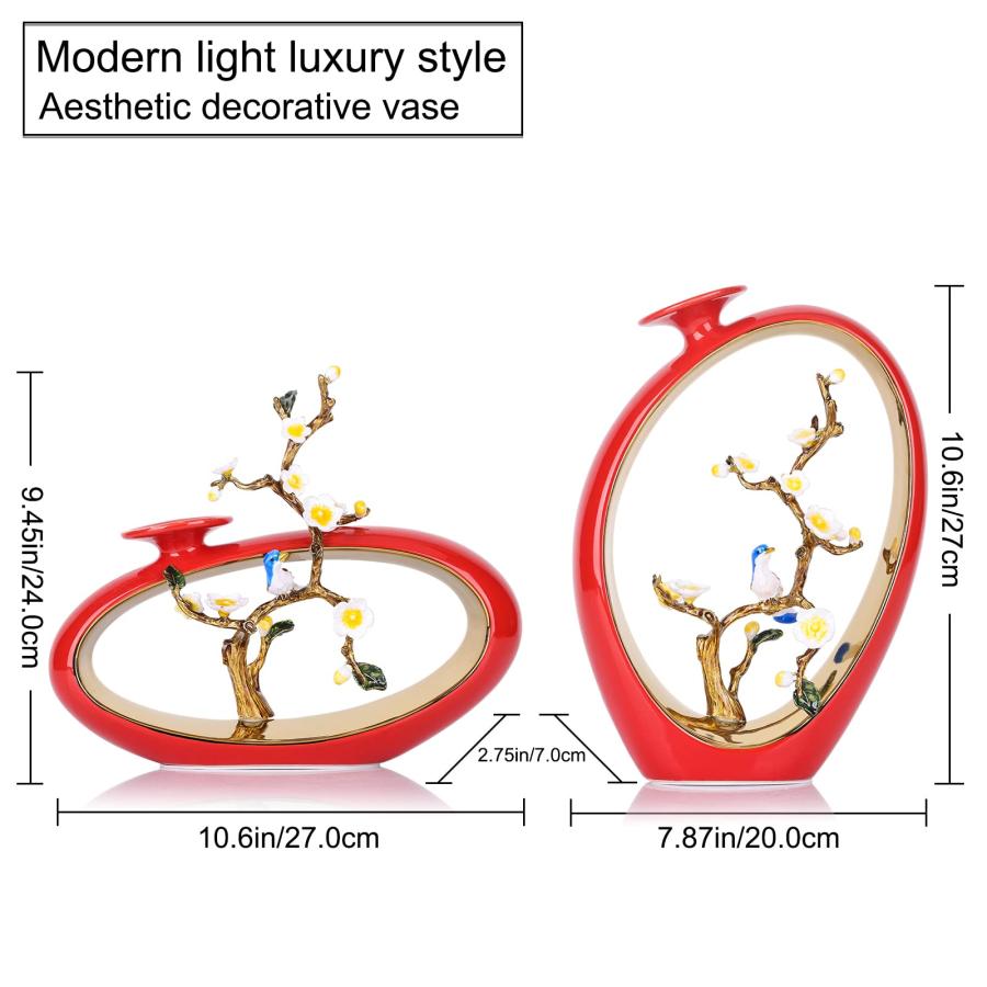 【並行輸入品】LCCCK レッドシノワズリ花瓶 セラミック 抽象アート装飾 モダンな室内装飾 センターピース 11インチ LCCCK Red C |  | 03