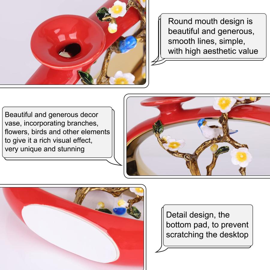 【並行輸入品】LCCCK レッドシノワズリ花瓶 セラミック 抽象アート装飾 モダンな室内装飾 センターピース 11インチ LCCCK Red C |  | 06