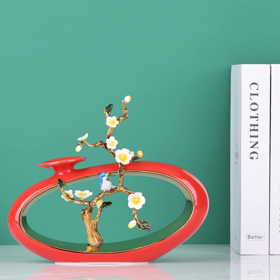 【並行輸入品】LCCCK レッドシノワズリ花瓶 セラミック 抽象アート装飾 モダンな室内装飾 センターピース 11インチ LCCCK Red C |  | 09