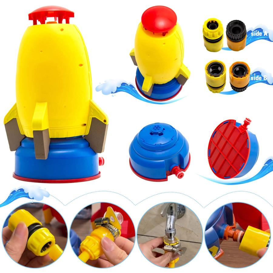 【並行輸入品】ZUDKSUY Kids Sprinkler Rocket Launcher for Kids Water Rocket Outの画像