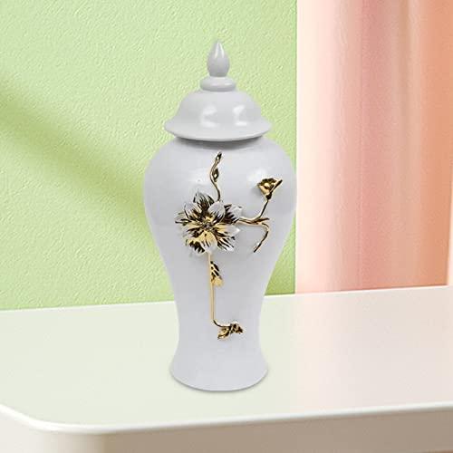 【並行輸入品】MagiDeal White and Aureate Ginger Jar Ceramic Flower Vase with 3_7