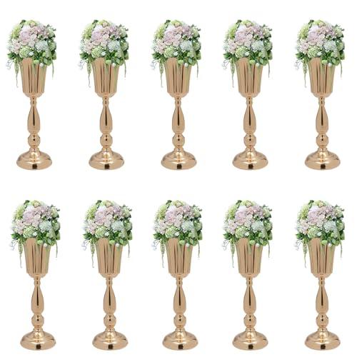 【並行輸入品】10Pcs Gold Vase for Centerpiece Table Decorations， Wedding Cente_1