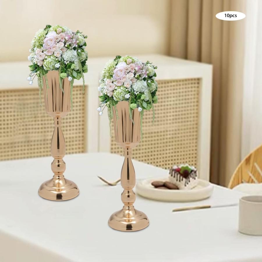 【並行輸入品】10Pcs Gold Vase for Centerpiece Table Decorations， Wedding Cente_3