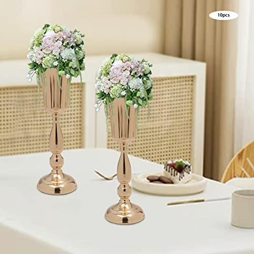 【並行輸入品】10Pcs Gold Vase for Centerpiece Table Decorations， Wedding Cente_4