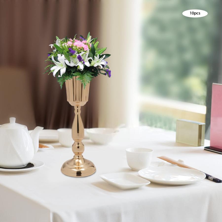 【並行輸入品】10Pcs Gold Vase for Centerpiece Table Decorations， Wedding Cente_6