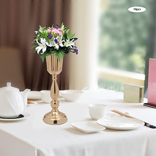 【並行輸入品】10Pcs Gold Vase for Centerpiece Table Decorations， Wedding Cente_7
