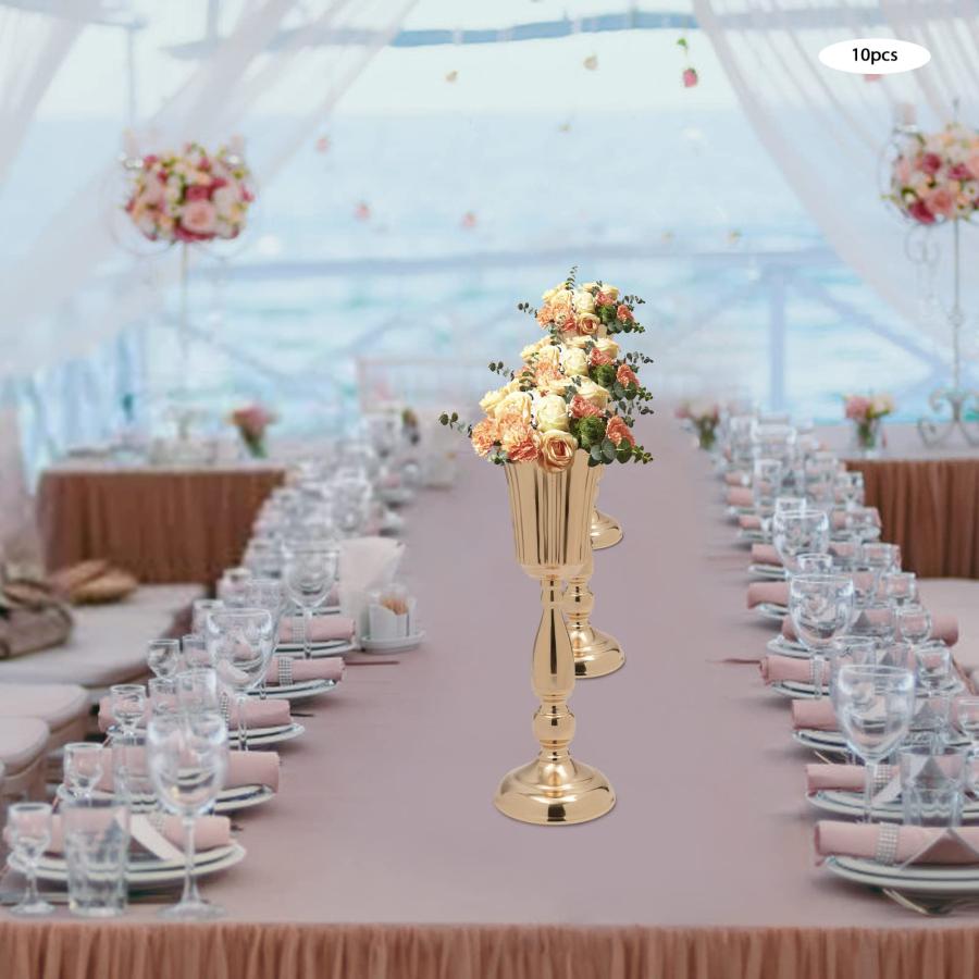【並行輸入品】10Pcs Gold Vase for Centerpiece Table Decorations， Wedding Cente_9