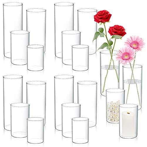【並行輸入品】DNANAOL 20個 円柱花瓶 センターピース用 4つの異なるサイズの花のためのガラス花瓶 モダンなフローティングキャンドル_1