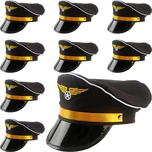 【並行輸入品】SGBETTER 8 Pack Adjustable Pilot Hats Airplane Captain Hat Costu_1