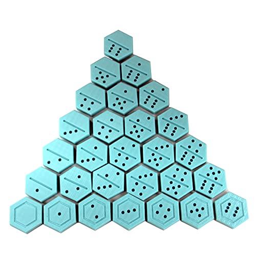 【並行輸入品】Gnobby Gnome Whatnots ヘキサゴンドミノセット ダブル6~28タイル 1.5インチ トラベルバッグ付き スカイ_1
