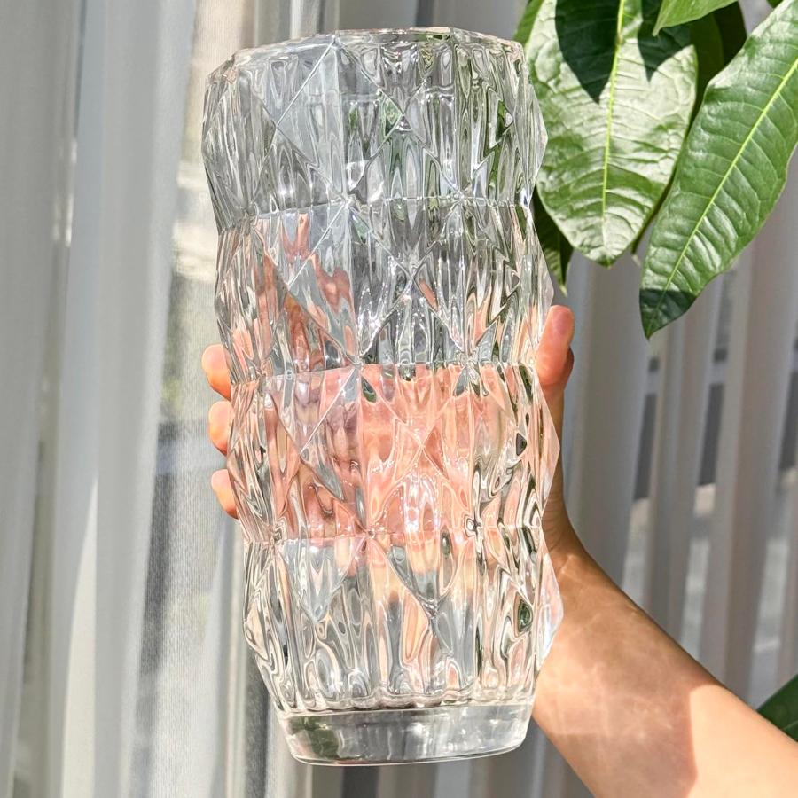 高さ約25.5cm 透明 花瓶 クリスタルガラス 国産 おしゃれ 花瓶 ガラス H23.5cm クリアホワイト karin ガラス花瓶 花瓶・フラワースタンド