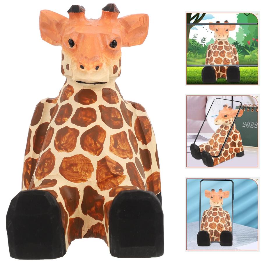 【並行輸入品】FOMIYES 動物電話スタンド デスク用 キリン 携帯電話スタンド かわいい木彫りの動物の置物 スマートフォンスタンド 携帯電話 |  | 06