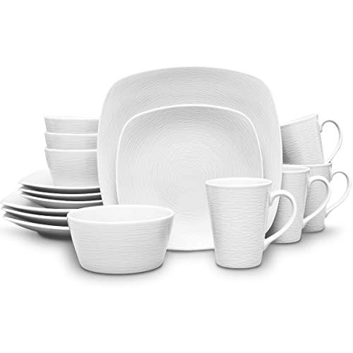 並行輸入品】Noritake WoW 渦巻き16点スクエアセット ホワイト
