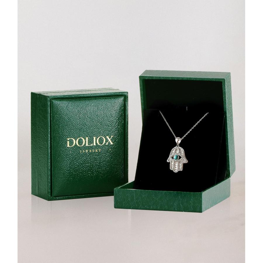 【並行輸入品】DOLIOX 925スターリングシルバー ターコイズ ハムサ ハンドネックレス 女性用 第三の邪眼 キュービックジルコニア スピリ_9