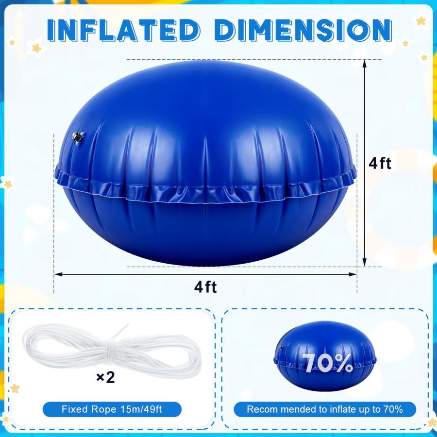 【並行輸入品】プールピロー 地上プール用 (4 x 4フィート) 厚さ0.4mm 丈夫な冬氷イコライザー ラウンド耐寒性プールエアーピロー ロー_8