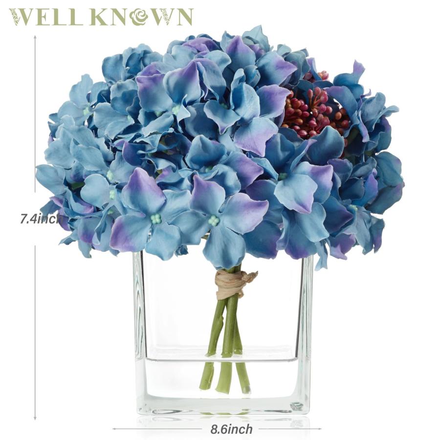【並行輸入品】よく知られているアジサイ造花 キューブ花瓶付き 花瓶に入ったフェイクフラワー フェイクウォーター アジサイシルクフラワーアレンジメ_6