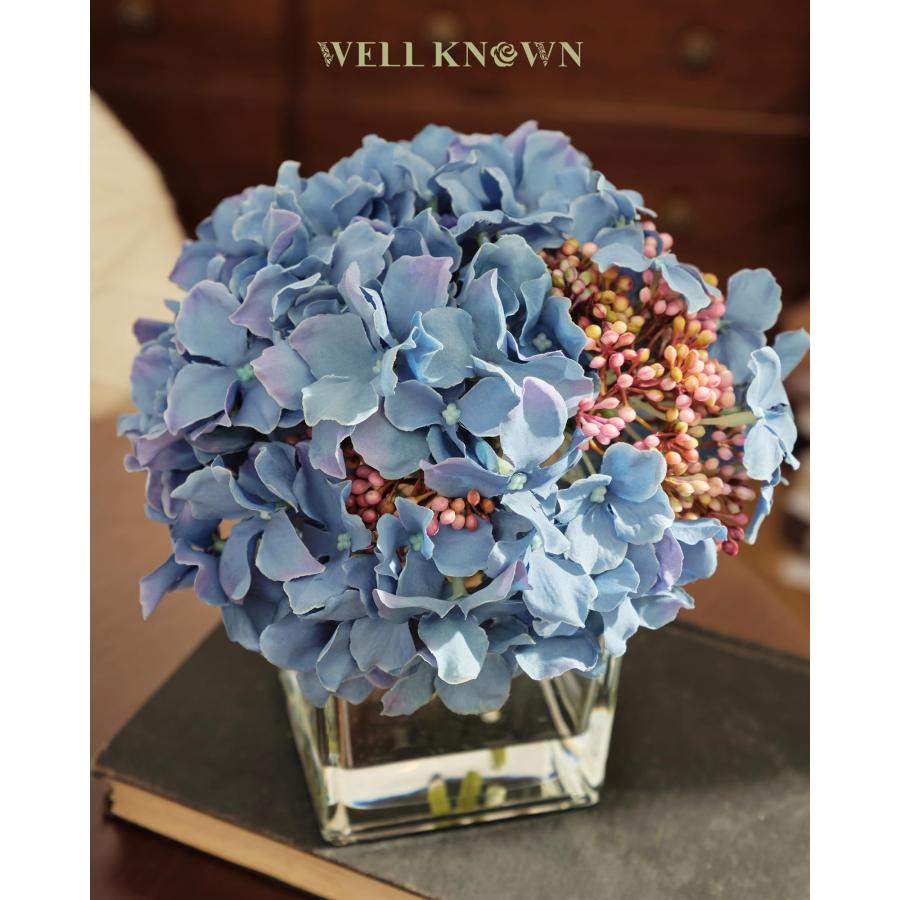 【並行輸入品】よく知られているアジサイ造花 キューブ花瓶付き 花瓶に入ったフェイクフラワー フェイクウォーター アジサイシルクフラワーアレンジメ_9