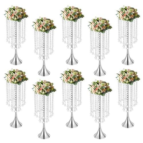 【並行輸入品】10Pcs Tabletop Luxury Silver Metal Wedding Flower Trumpet Vase,の画像