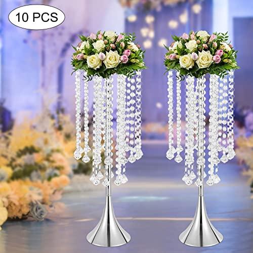 【並行輸入品】10Pcs Tabletop Luxury Silver Metal Wedding Flower Trumpet Vase,の画像
