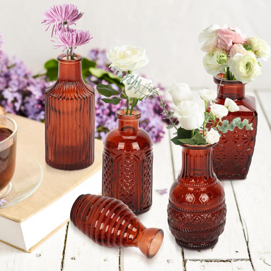 並行輸入品】foriy 琥珀色のガラスつぼみ花瓶 20個セット 小さな花瓶