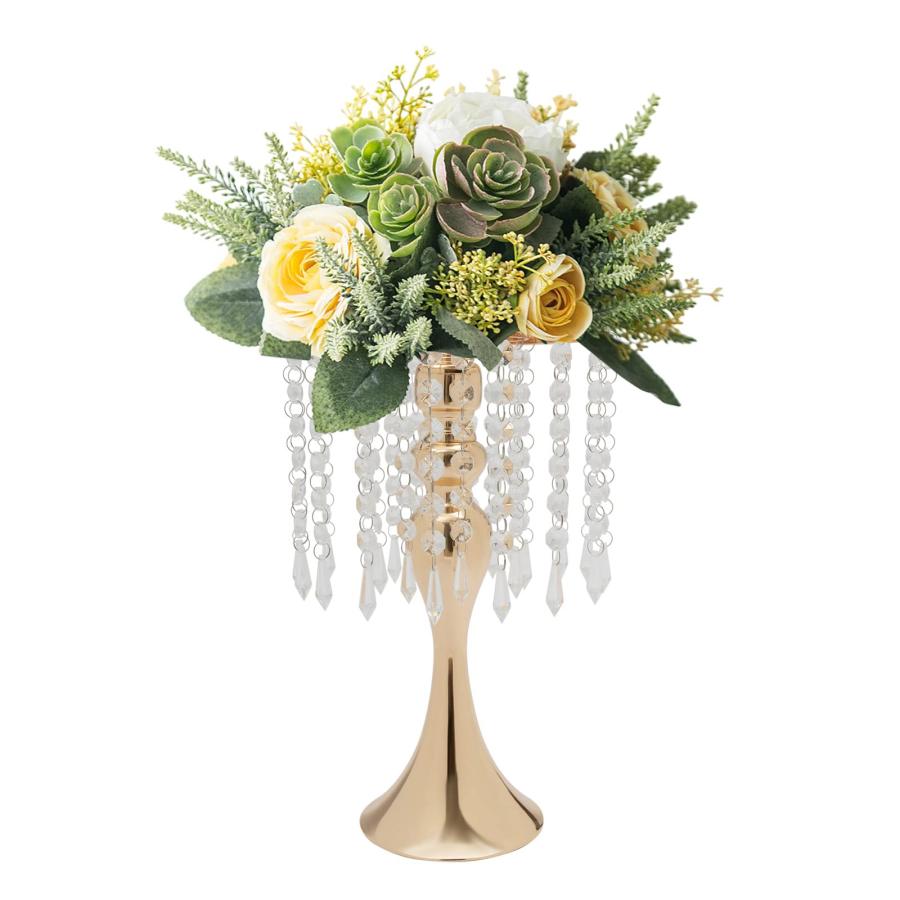【並行輸入品】10Pcs Gold Metal Candle Holders 13.8\" Tall Stand Flowers Vase Caの画像