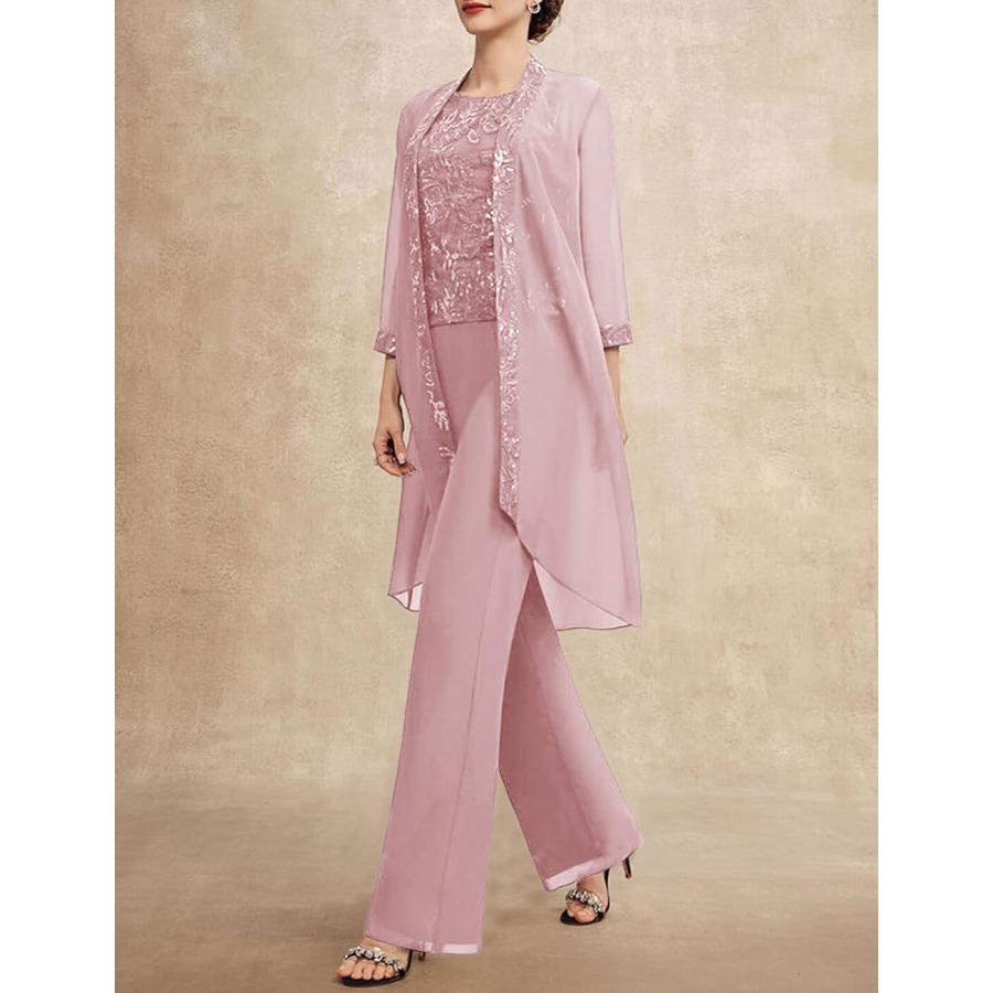 Women's 3 Pieces Mother of The Bride Pant Suits with Lace Appliq 並行輸入品｜allinone-d｜04