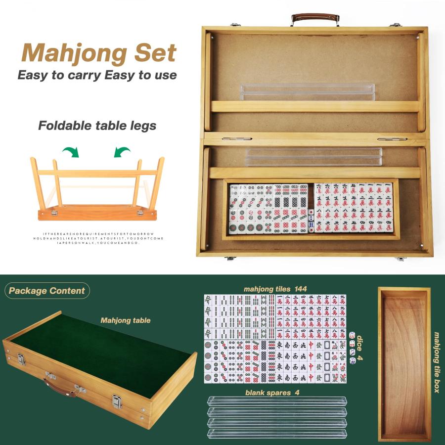 【並行輸入品】steelway 麻雀テーブル タイルセット ポータブル 麻雀ゲーム 折りたたみ式木製テーブルセット 麻雀タイル144枚 麻江タイ |  | 06