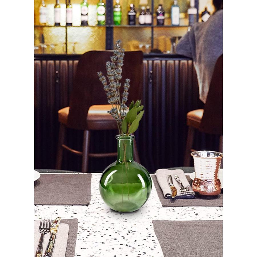 【並行輸入品】Serene Spaces Living 16個セット グリーン ボトルネック 電球 ガラス花瓶 ヴィンテージラウンド花器 コンソの画像