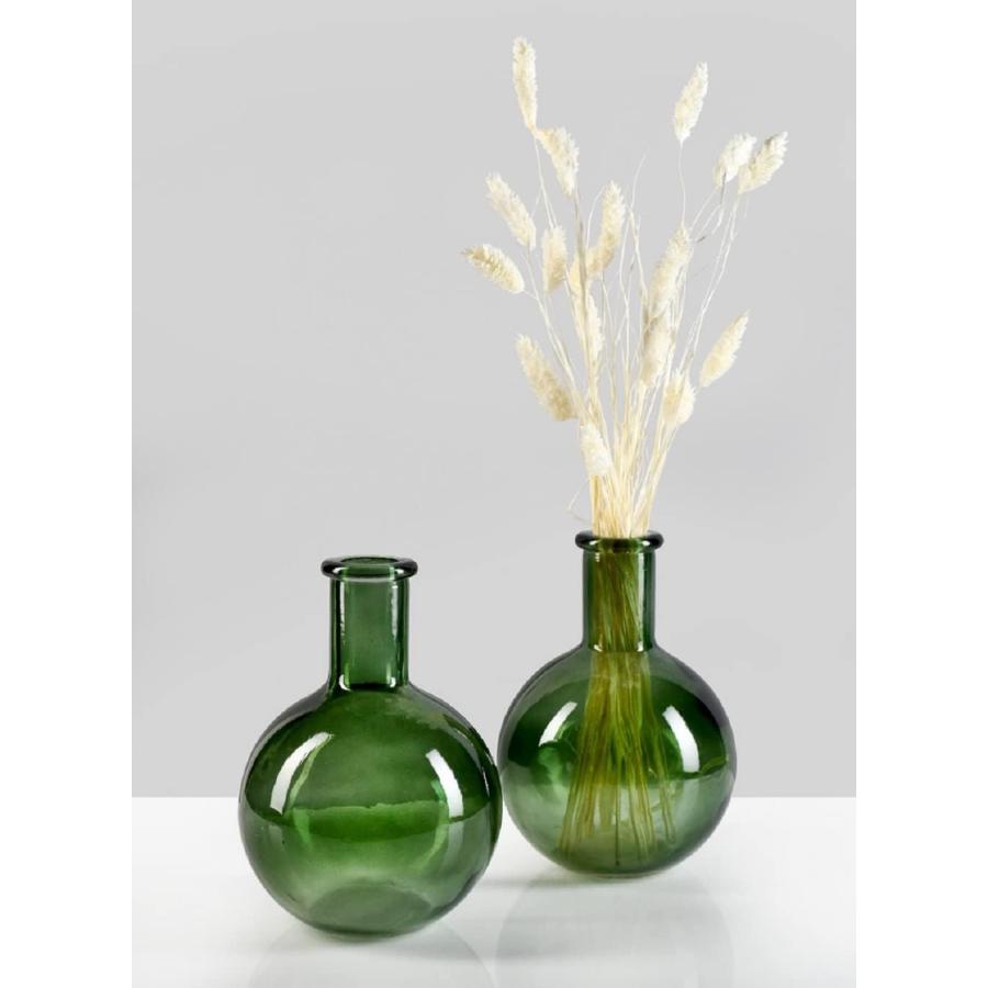 【並行輸入品】Serene Spaces Living 16個セット グリーン ボトルネック 電球 ガラス花瓶 ヴィンテージラウンド花器 コンソの画像