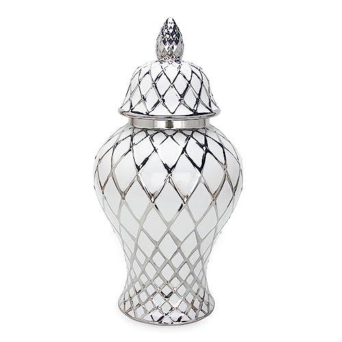 【並行輸入品】Eudatrwe Ceramic Ginger Jar Vase Temple Jars with Lid Flower Vas_1