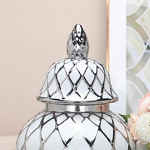 【並行輸入品】Eudatrwe Ceramic Ginger Jar Vase Temple Jars with Lid Flower Vas_7