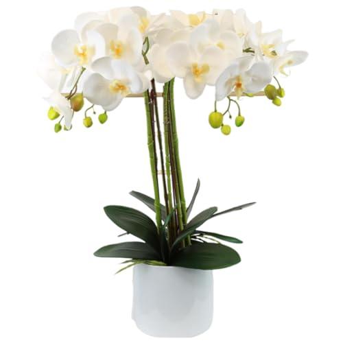 【並行輸入品】SN Decor 造花 盆栽 セラミック花瓶付き 鮮やかな蘭の花のアレンジメント 胡蝶蘭 ポット ホーム オフィス 装飾 テー_1