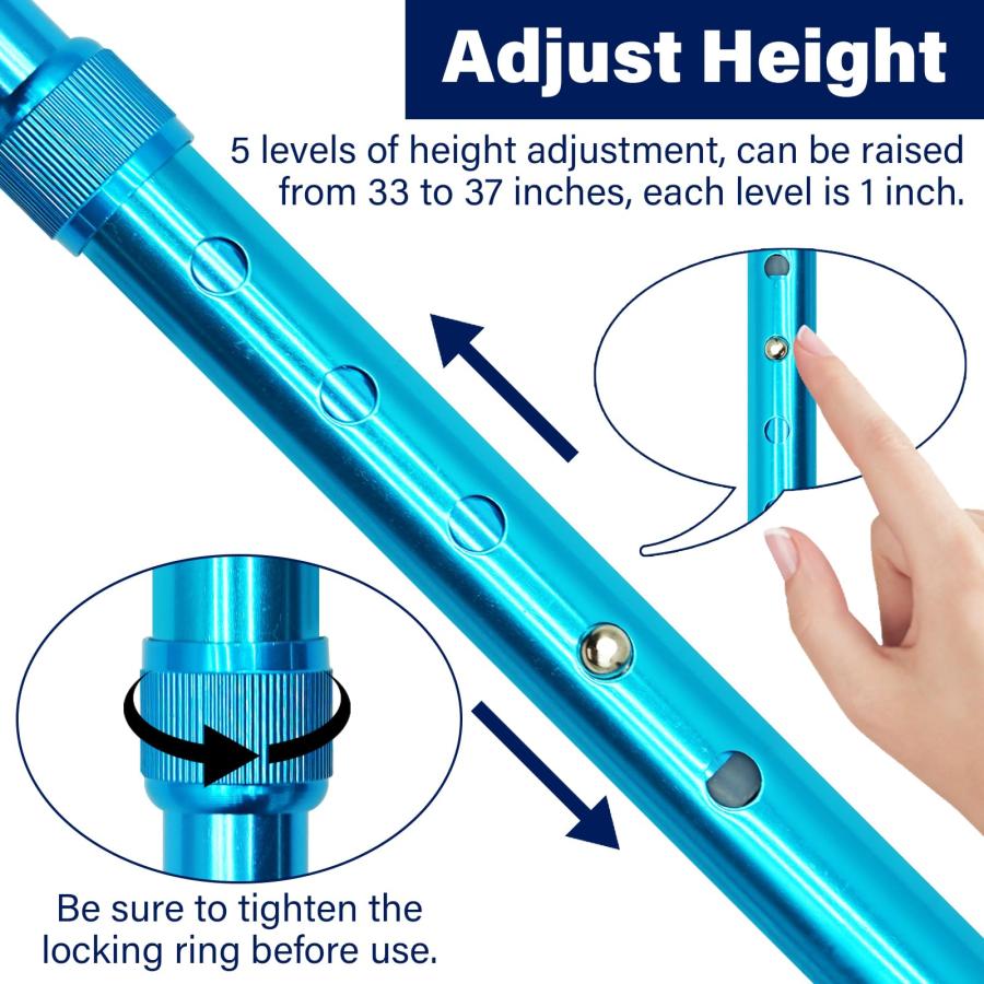 【並行輸入品】JOJHDR 高さ調節可能な折りたたみ式杖&収納バッグ&収納ロープ、安全な歩行補助具と滑り止めグリップハンドル、ポータブルで安全。 |  | 03