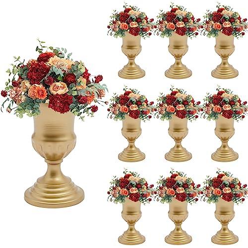 【並行輸入品】Gold Metal Urn Planter Compote Vase 10 Pcs Wedding Centerpiece_1