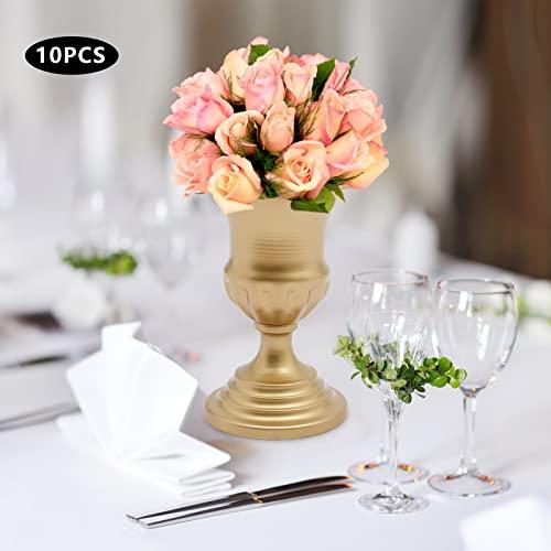 【並行輸入品】Gold Metal Urn Planter Compote Vase 10 Pcs Wedding Centerpiece_7