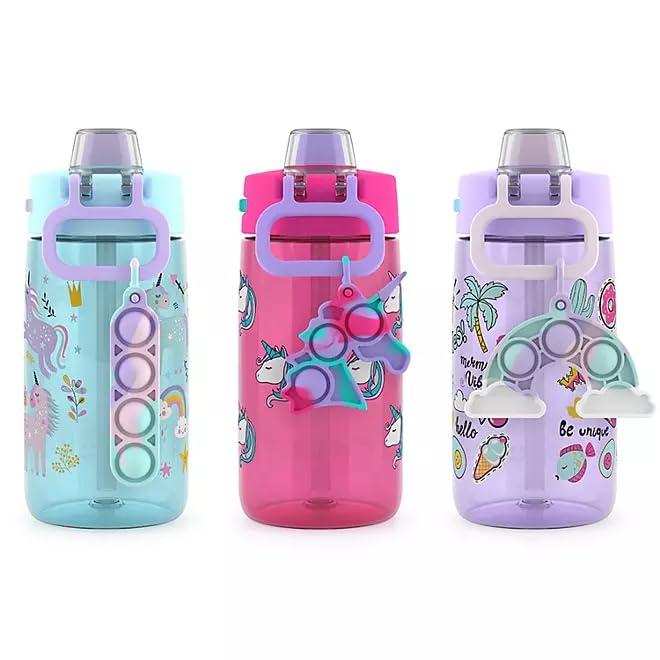 【並行輸入品】Ello Colby Pop! 14oz Tritan Kids Water Bottle with Fidget Toy, 3の画像