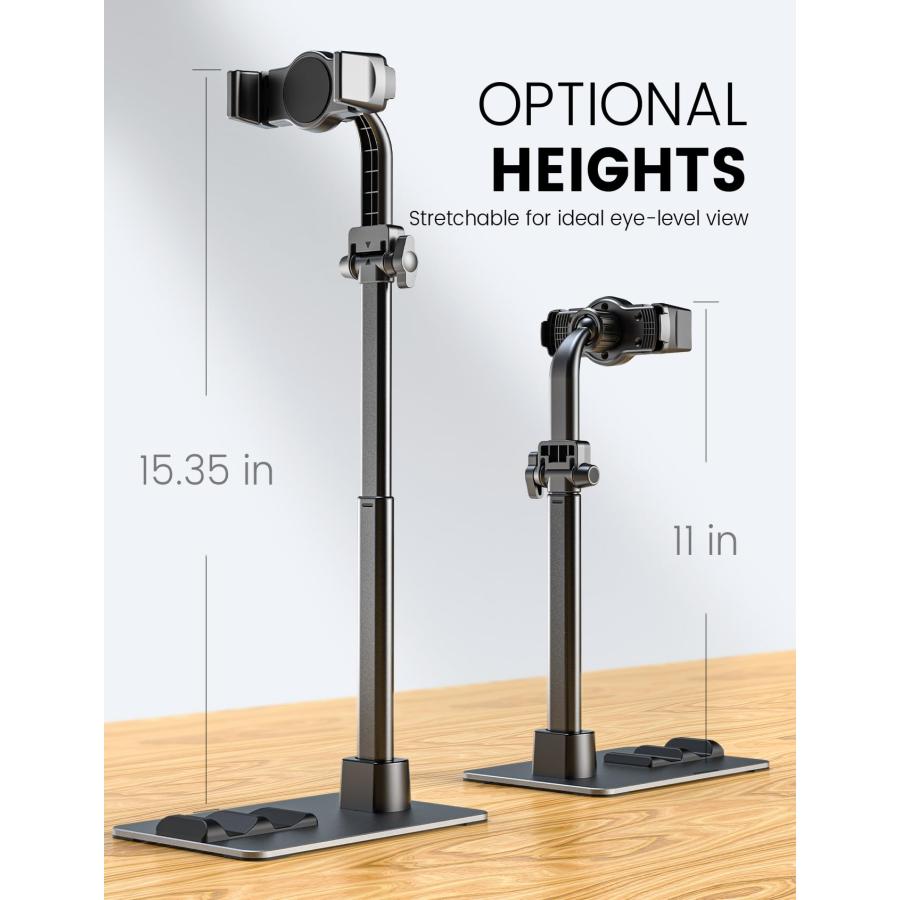 【並行輸入品】デスク用オーバーヘッドフォンスタンド [強化安定ベース] 高さ調節可能な電話ドック アルミ合金製 拡張可能な電話ホルダー iPho |  | 03