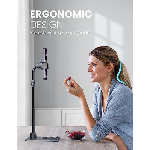 【並行輸入品】デスク用オーバーヘッドフォンスタンド [強化安定ベース] 高さ調節可能な電話ドック アルミ合金製 拡張可能な電話ホルダー iPho |  | 07