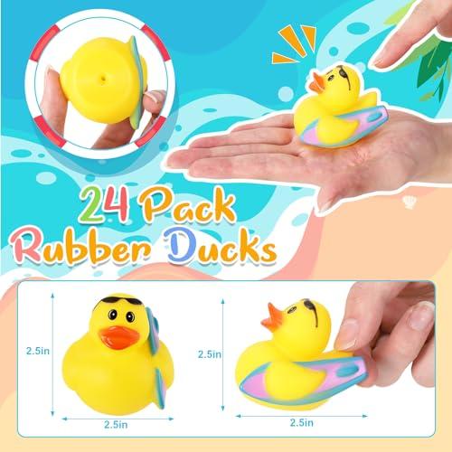 【並行輸入品】ANGGIKO 24個パック サマービーチラバーアヒル まとめ買い、夏のスイミングプールのおもちゃ、夏のジープアヒル、ベビーシャワ_4