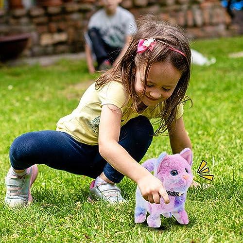 【並行輸入品】Easfan Walking Kitty Stuffed Animal Interactive Rainbow Cat Meowの画像