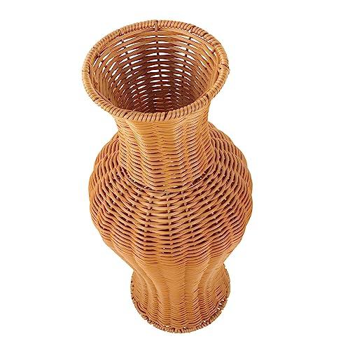 【並行輸入品】EXCEART Rattan Vase Decorative Flower Bottle Farmhouse Vase Chin_1