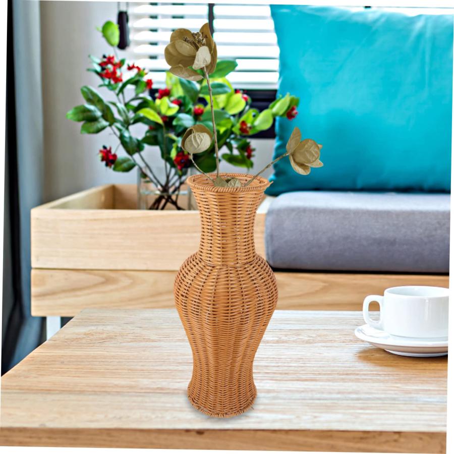 【並行輸入品】EXCEART Rattan Vase Decorative Flower Bottle Farmhouse Vase Chin_6