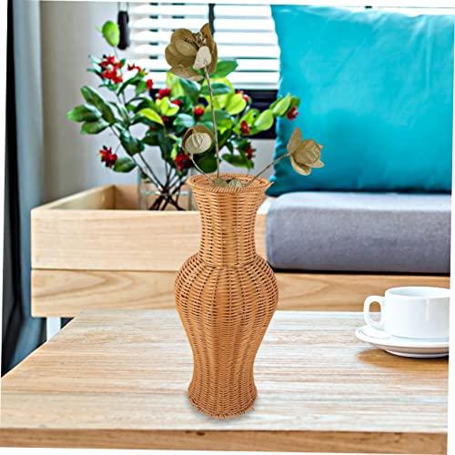 【並行輸入品】EXCEART Rattan Vase Decorative Flower Bottle Farmhouse Vase Chin_7