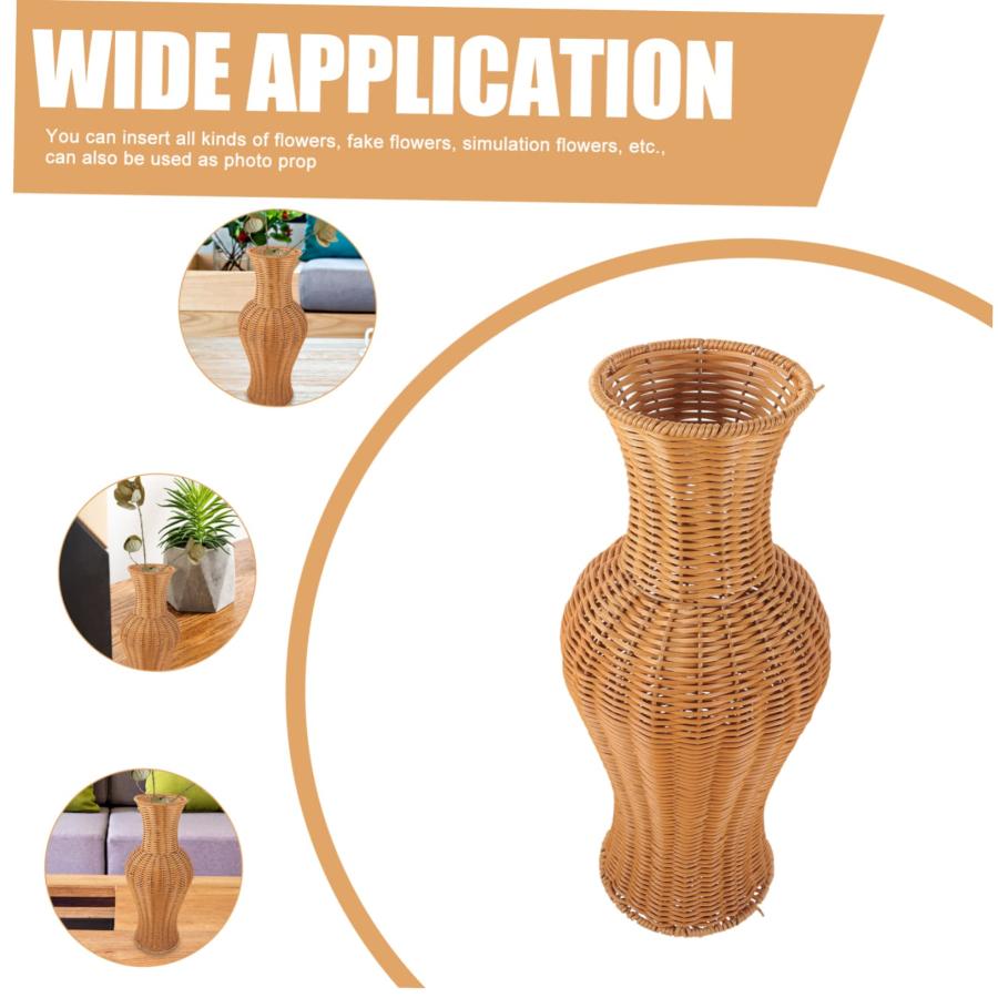【並行輸入品】EXCEART Rattan Vase Decorative Flower Bottle Farmhouse Vase Chin_9