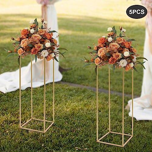 【並行輸入品】HENHAIY Flower Stand Wedding， 5X Metal Table Flower Vase Stand，_4