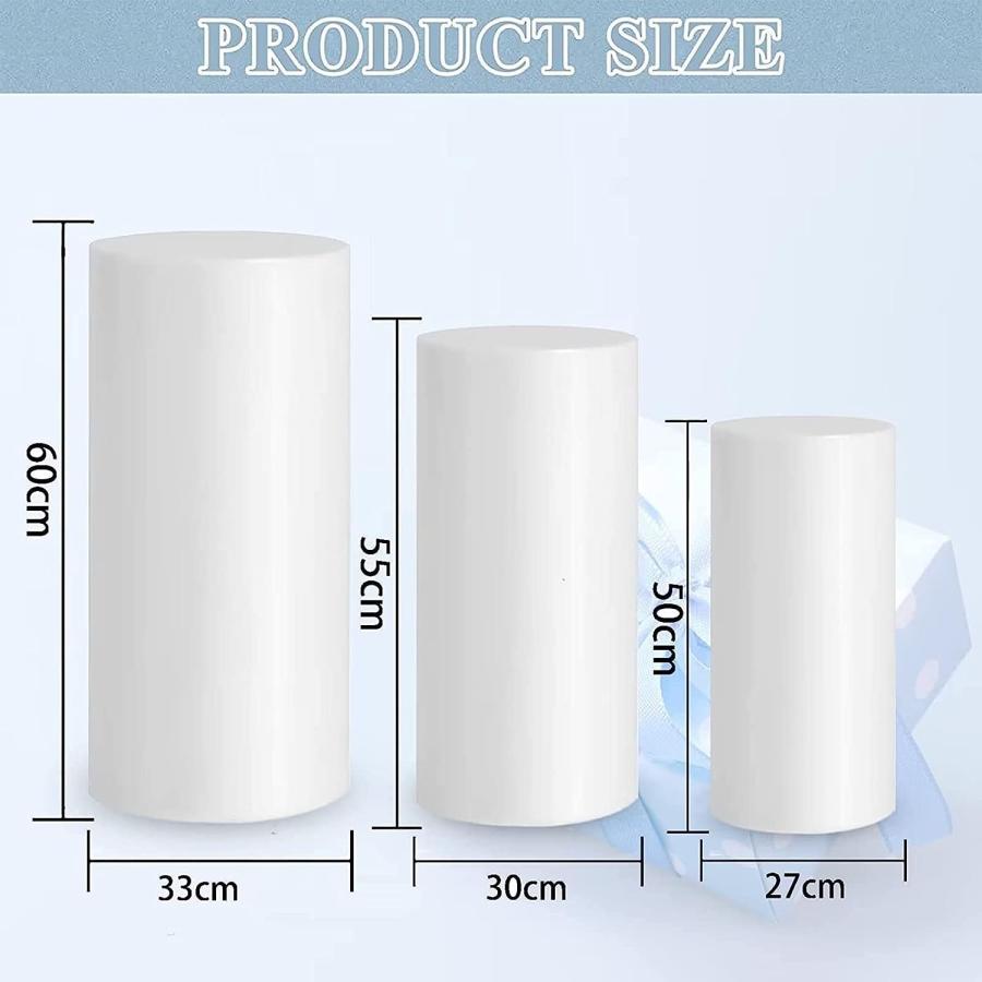 【並行輸入品】SJUENSXH 3PCS White Round Cylinder Pedestal Stands for Parties,の画像