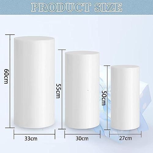 【並行輸入品】SJUENSXH 3PCS White Round Cylinder Pedestal Stands for Parties,の画像